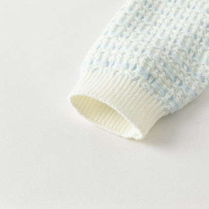 Kids Girls Elegant Blue White Plaid Knit Cardigans