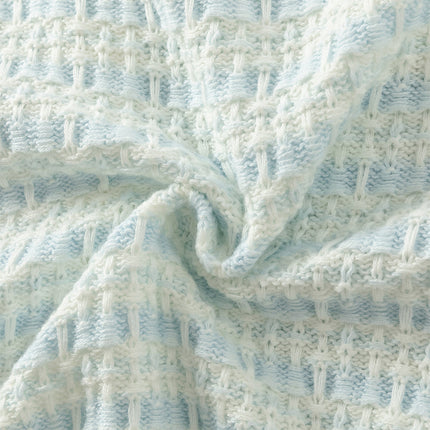 Kids Girls Elegant Blue White Plaid Knit Cardigans