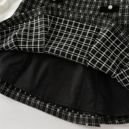 Toddler Girls Classic Black White Plaid A-line Party Dress