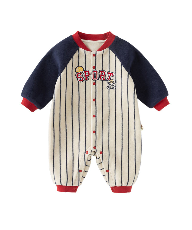Boys Navy Blue Striped One-Pieces Romper