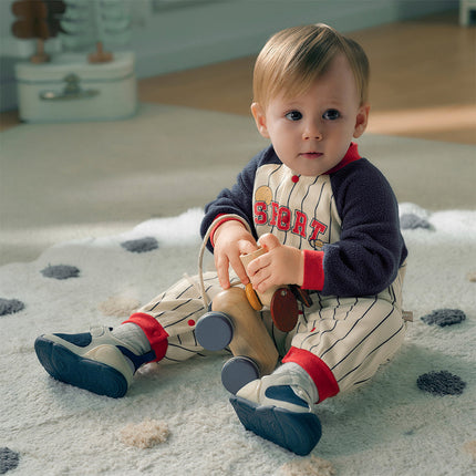 Boys Navy Blue Striped One-Pieces Romper
