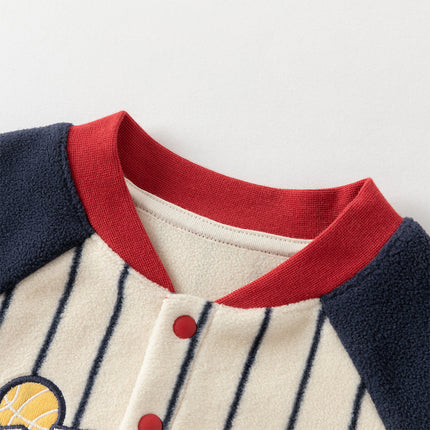 Boys Navy Blue Striped One-Pieces Romper