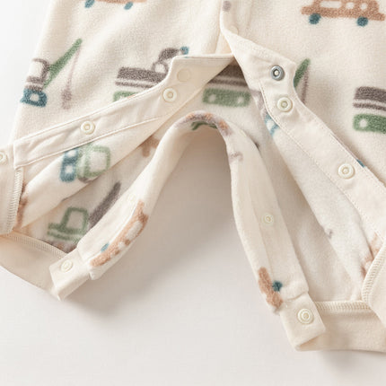 Baby Girls/Boys Playful Print Fleece One-piece Hooded Crawl Suit Romper