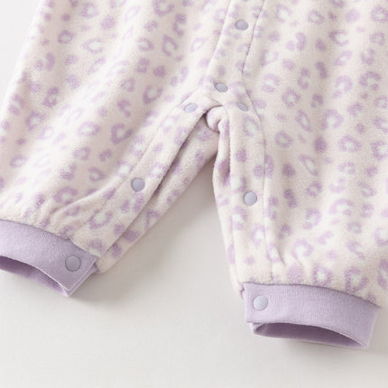 Baby Girls/Boys Playful Print Fleece One-piece Hooded Crawl Suit Romper