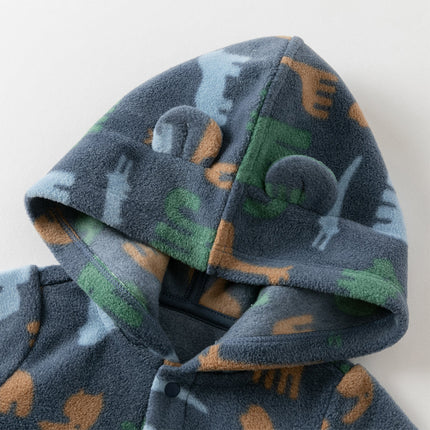Baby Girls/Boys Playful Print Fleece One-piece Hooded Crawl Suit Romper