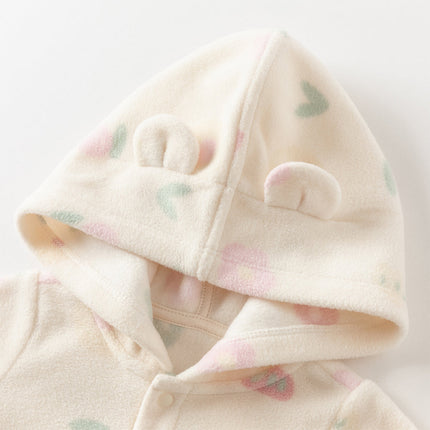 Baby Girls/Boys Playful Print Fleece One-piece Hooded Crawl Suit Romper