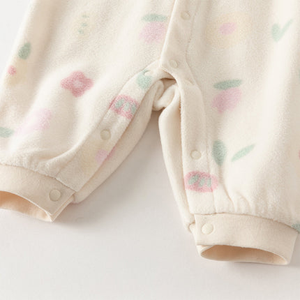 Baby Girls/Boys Playful Print Fleece One-piece Hooded Crawl Suit Romper