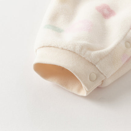 Baby Girls/Boys Playful Print Fleece One-piece Hooded Crawl Suit Romper