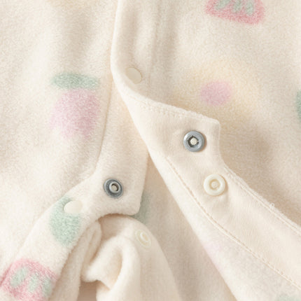 Baby Girls/Boys Playful Print Fleece One-piece Hooded Crawl Suit Romper