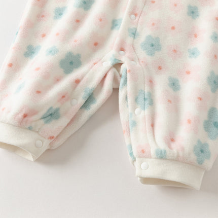 Baby Girls/Boys Playful Print Fleece One-piece Hooded Crawl Suit Romper