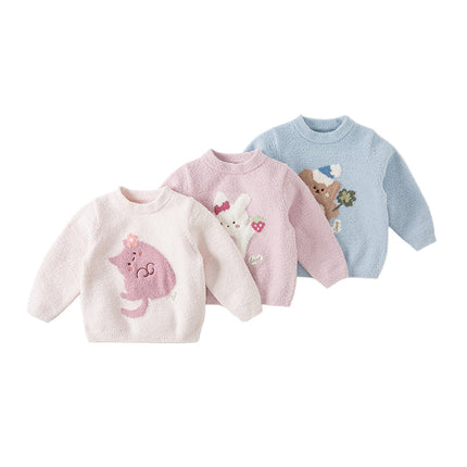 Toddler Girls/Boys Soft Cute Animal Jacquard Chenille Sweater Tops