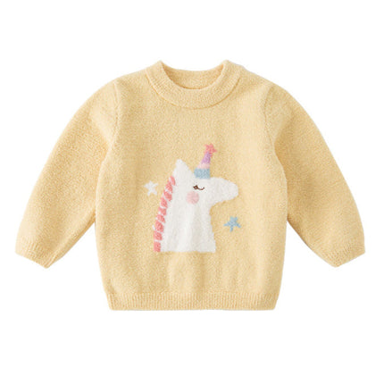 Toddler Girls/Boys Playful Delicate Jacquard Chenille Sweater Tops
