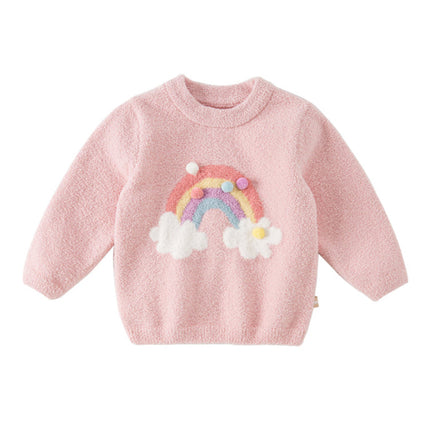 Toddler Girls/Boys Playful Delicate Jacquard Chenille Sweater Tops