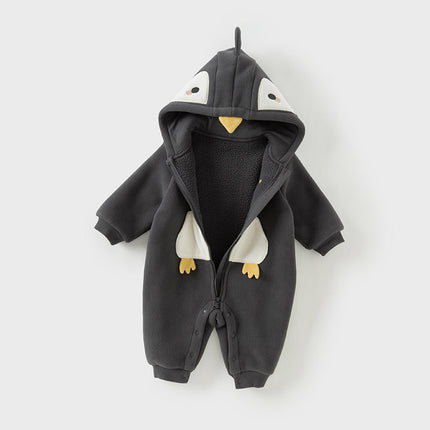 Baby Girls/Boys Cute Animal-shaped Soft Fleece Hooded One-Pieces Romper