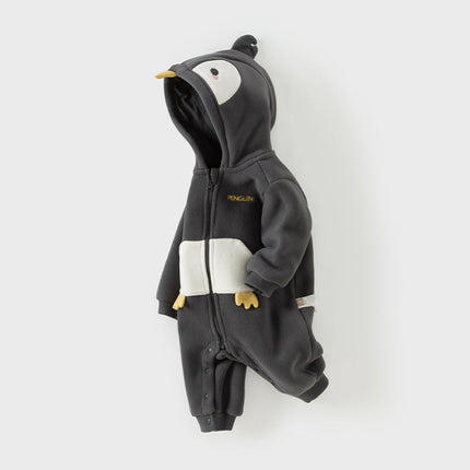 Baby Girls/Boys Cute Animal-shaped Soft Fleece Hooded One-Pieces Romper