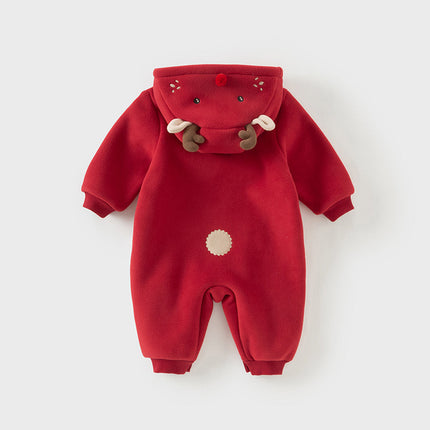 Baby Girls/Boys Cute Animal-shaped Soft Fleece Hooded One-Pieces Romper