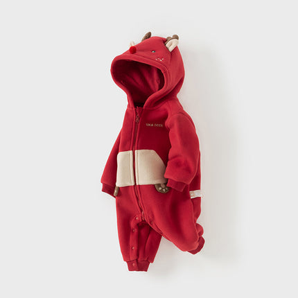 Baby Girls/Boys Cute Animal-shaped Soft Fleece Hooded One-Pieces Romper