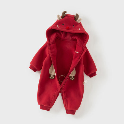 Baby Girls/Boys Cute Animal-shaped Soft Fleece Hooded One-Pieces Romper