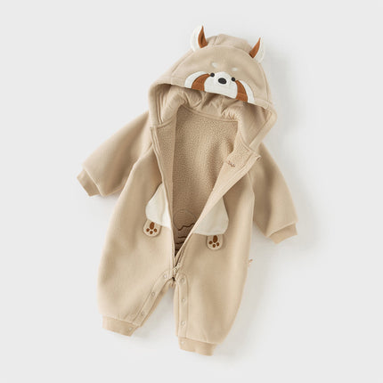 Baby Girls/Boys Cute Animal-shaped Soft Fleece Hooded One-Pieces Romper