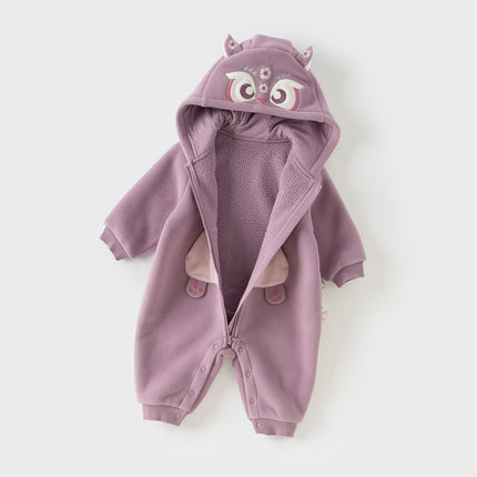 Baby Girls/Boys Cute Animal-shaped Soft Fleece Hooded One-Pieces Romper