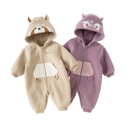 Baby Girls/Boys Cute Animal-shaped Soft Fleece Hooded One-Pieces Romper