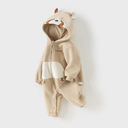 Baby Girls/Boys Cute Animal-shaped Soft Fleece Hooded One-Pieces Romper
