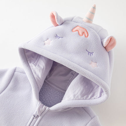 Baby Girls/Boys Cute Animal-shaped Soft Fleece Hooded One-Pieces Romper