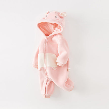 Baby Girls/Boys Cute Animal-shaped Soft Fleece Hooded One-Pieces Romper