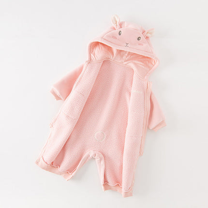 Baby Girls/Boys Cute Animal-shaped Soft Fleece Hooded One-Pieces Romper