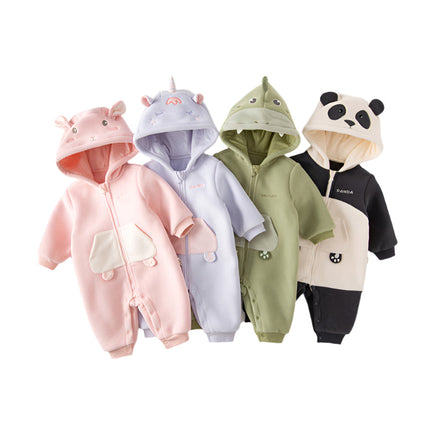 Baby Girls/Boys Cute Animal-shaped Soft Fleece Hooded One-Pieces Romper