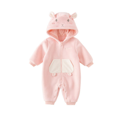 Baby Girls/Boys Cute Animal-shaped Soft Fleece Hooded One-Pieces Romper