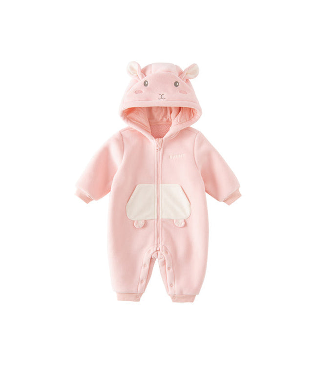 Baby Girls/Boys Cute Animal-shaped Soft Fleece Hooded One-Pieces Romper