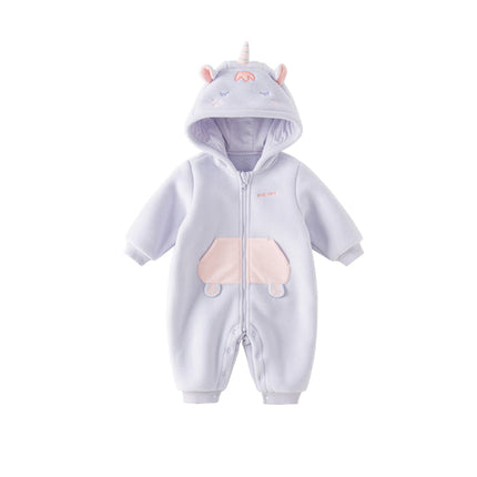 Baby Girls/Boys Cute Animal-shaped Soft Fleece Hooded One-Pieces Romper