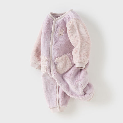 Baby Boys/Girls Purple/Blue Plush Padded One-pieces Romper