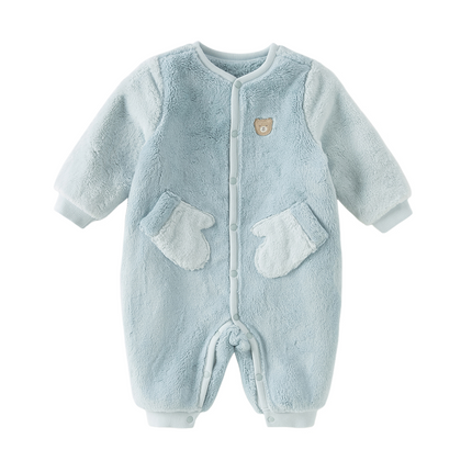 Baby Boys/Girls Purple/Blue Plush Padded One-pieces Romper