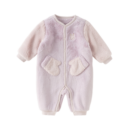 Baby Boys/Girls Purple/Blue Plush Padded One-pieces Romper