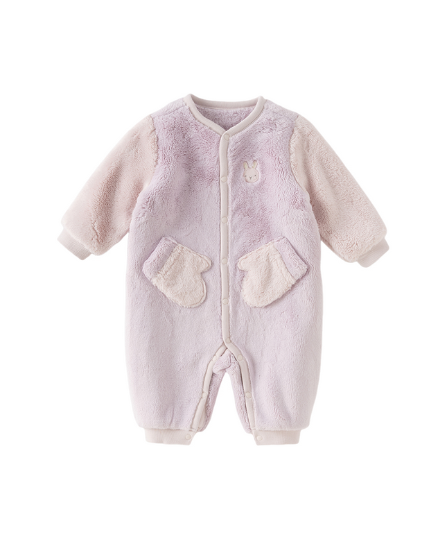 Baby Boys/Girls Purple/Blue Plush Padded One-pieces Romper