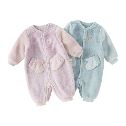 Baby Boys/Girls Purple/Blue Plush Padded One-pieces Romper