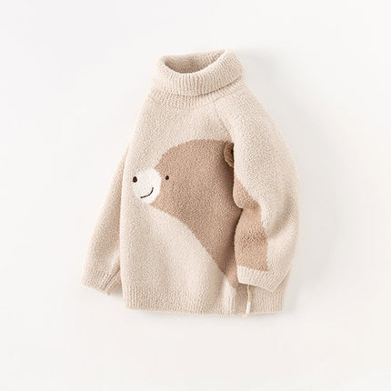 Toddler Girls/Boys Adorable Animal Jacquard Chenille Turtle Sweaters
