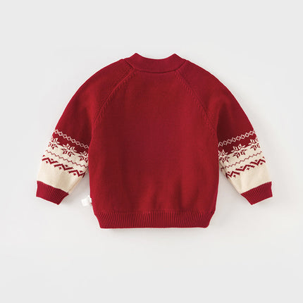 Toddler Girls/Boys Christmas Red Cute Bear Cozy Plush-lined Sweaters Tops