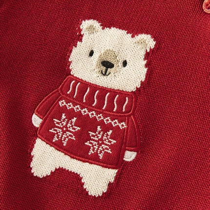 Toddler Girls/Boys Christmas Red Cute Bear Cozy Plush-lined Sweaters Tops