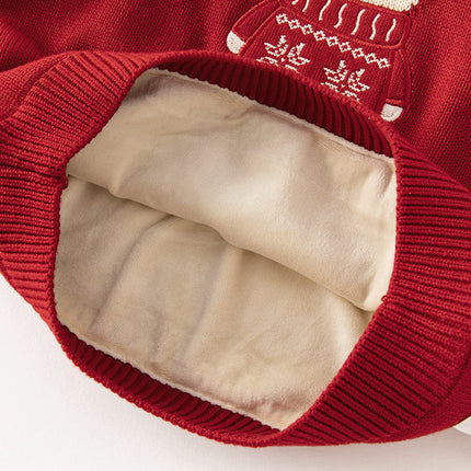 Toddler Girls/Boys Christmas Red Cute Bear Cozy Plush-lined Sweaters Tops