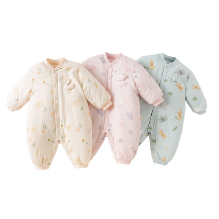 Newborn Girls/Boys Print Turtle Comfortable Indoor Padded Rompers