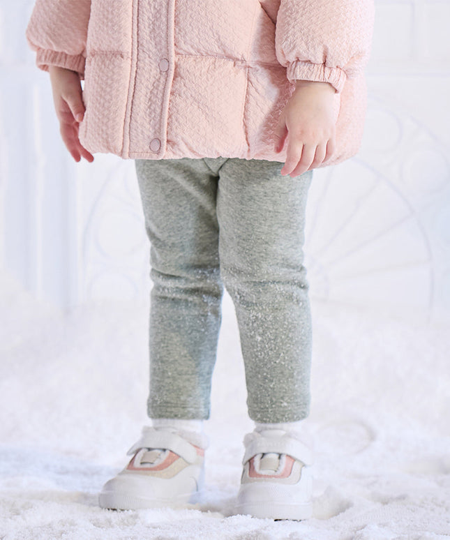 Toddler Girls Versatile Light Grey Soft Plush-lined Leggings