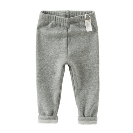 Toddler Girls Versatile Light Grey Soft Plush-lined Leggings