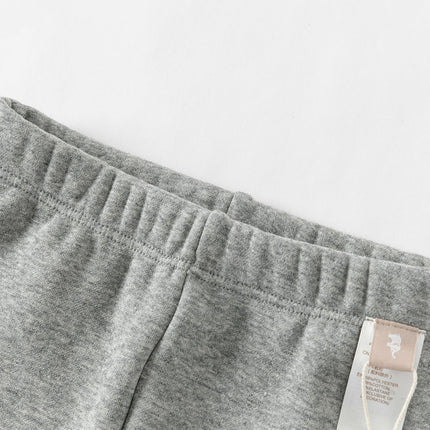 Toddler Girls Versatile Light Grey Soft Plush-lined Leggings
