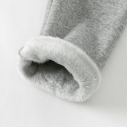 Toddler Girls Versatile Light Grey Soft Plush-lined Leggings