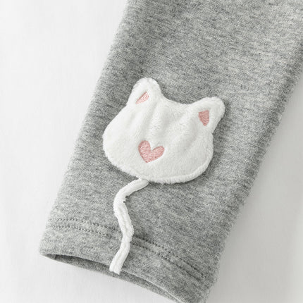 Toddler Girls Versatile Light Grey Soft Plush-lined Leggings