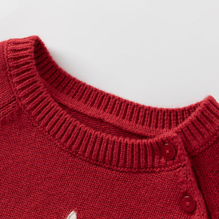 Toddler Girls/Boys Red Christmas-tree Decorations Soft Sweaters Tops