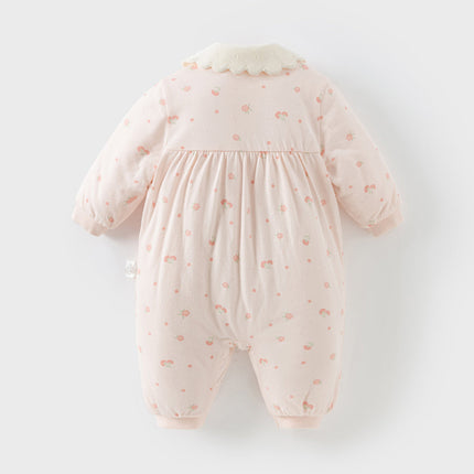 Baby Girls Sweet Pink Floral Print Soft Padded Rompers